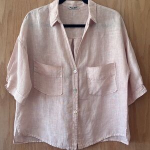 Meo Meli Light Pink Button-Up Linen Shirt